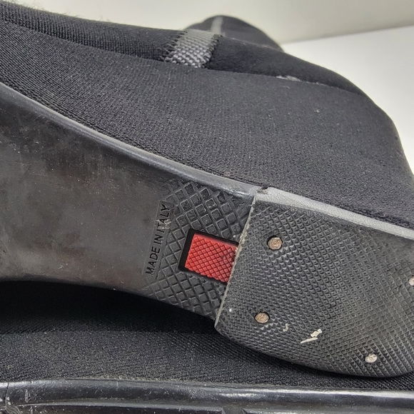 Prada Tessuto Nylon Sock Wedge Boots EU 40 US 10 Black Logo Spell Out - Picture 10 of 13